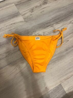 Orange Ribbed Tie-Side Bikini Bottom